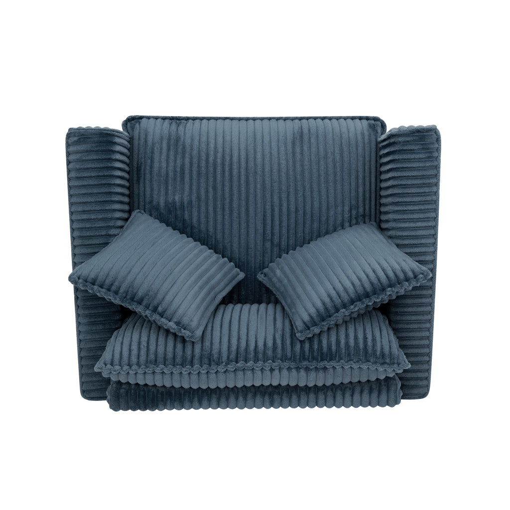 Lazy sofa chair, comfortable single-person sofa chair, with a backrest and soft seat cushion, having armrests on both sides, suitable for living room and bedroom - Blue - Grand Goldman Shop