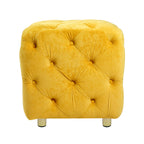 Yellow Modern Velvet Upholstered Ottoman, Exquisite Small End Table, Soft Foot Stool, Dressing Makeup Chair, Comfortable Seat for Living Room, Bedroom, Entrance - Grand Goldman Shop