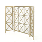 Margaret 3-Panel Fireplace Screen Iron Black/Gold - Grand Goldman Shop