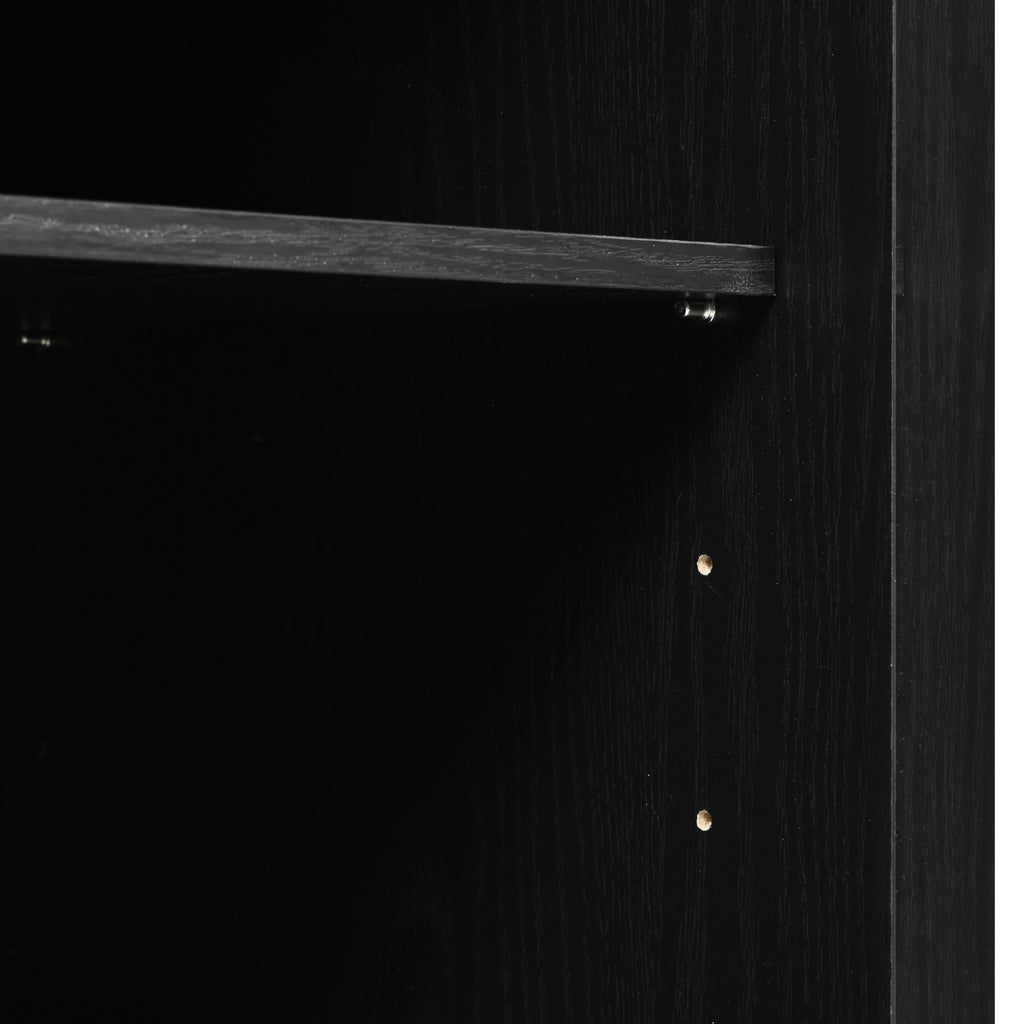 K&K 53.7' Farmhouse Kitchen Island with Power Outlet, 2 Sliding Barn Door Kitchen Storage Island with Drop Leaf, Spice Rack Rolling Kitchen Cart on Wheels, for Home, Kitchen and Dining Room, Black - Grand Goldman Shop
