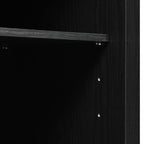 K&K 53.7' Farmhouse Kitchen Island with Power Outlet, 2 Sliding Barn Door Kitchen Storage Island with Drop Leaf, Spice Rack Rolling Kitchen Cart on Wheels, for Home, Kitchen and Dining Room, Black - Grand Goldman Shop