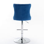 A&A Furniture,Swivel Velvet Barstools Adjusatble Seat Height from 25-33 Inch, Modern Upholstered Chrome base Bar Stools with Backs Comfortable Tufted for Home Pub and Kitchen Island（Blue,Set of 2） - Grand Goldman Shop