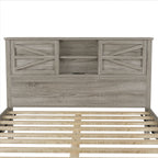 3-Pieces Bedroom Sets Queen Size Farmhouse Platform Bed with Double Sliding Door Storage Headboard and Charging Station, Storage Nightstand and Dresser, Antique Gray(Old SKU HL000092AAG) - Grand Goldman Shop