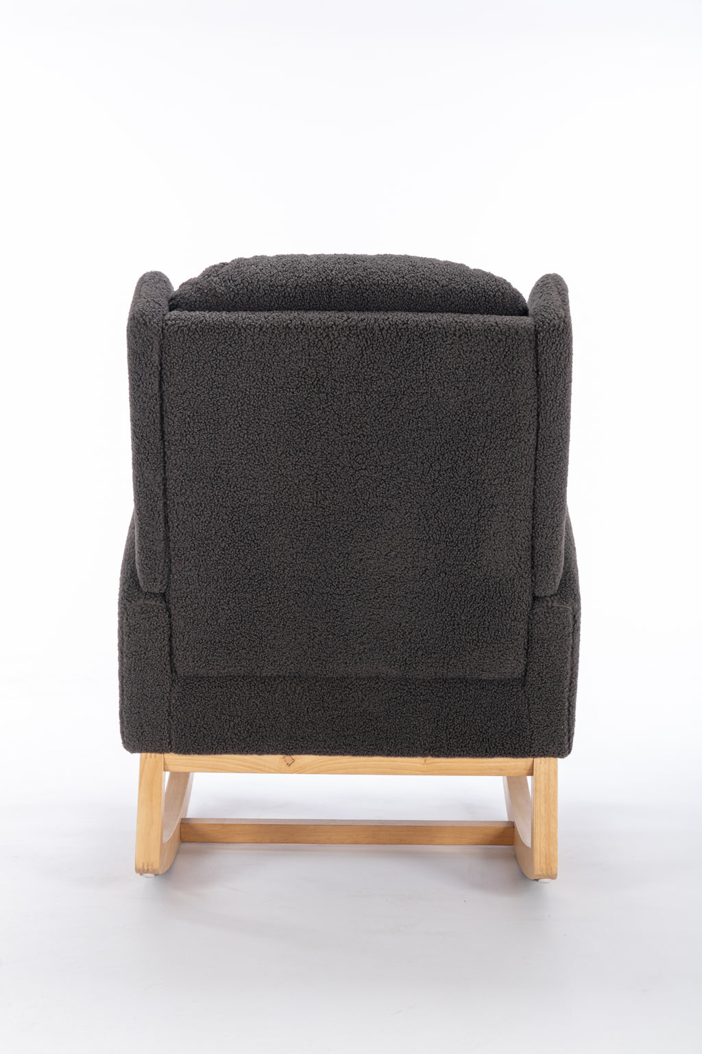 049-Teddy Fabric Rocking Chair With Packet Wood Legs,Dark Gray - Grand Goldman Shop