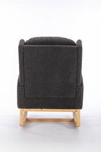 049-Teddy Fabric Rocking Chair With Packet Wood Legs,Dark Gray - Grand Goldman Shop
