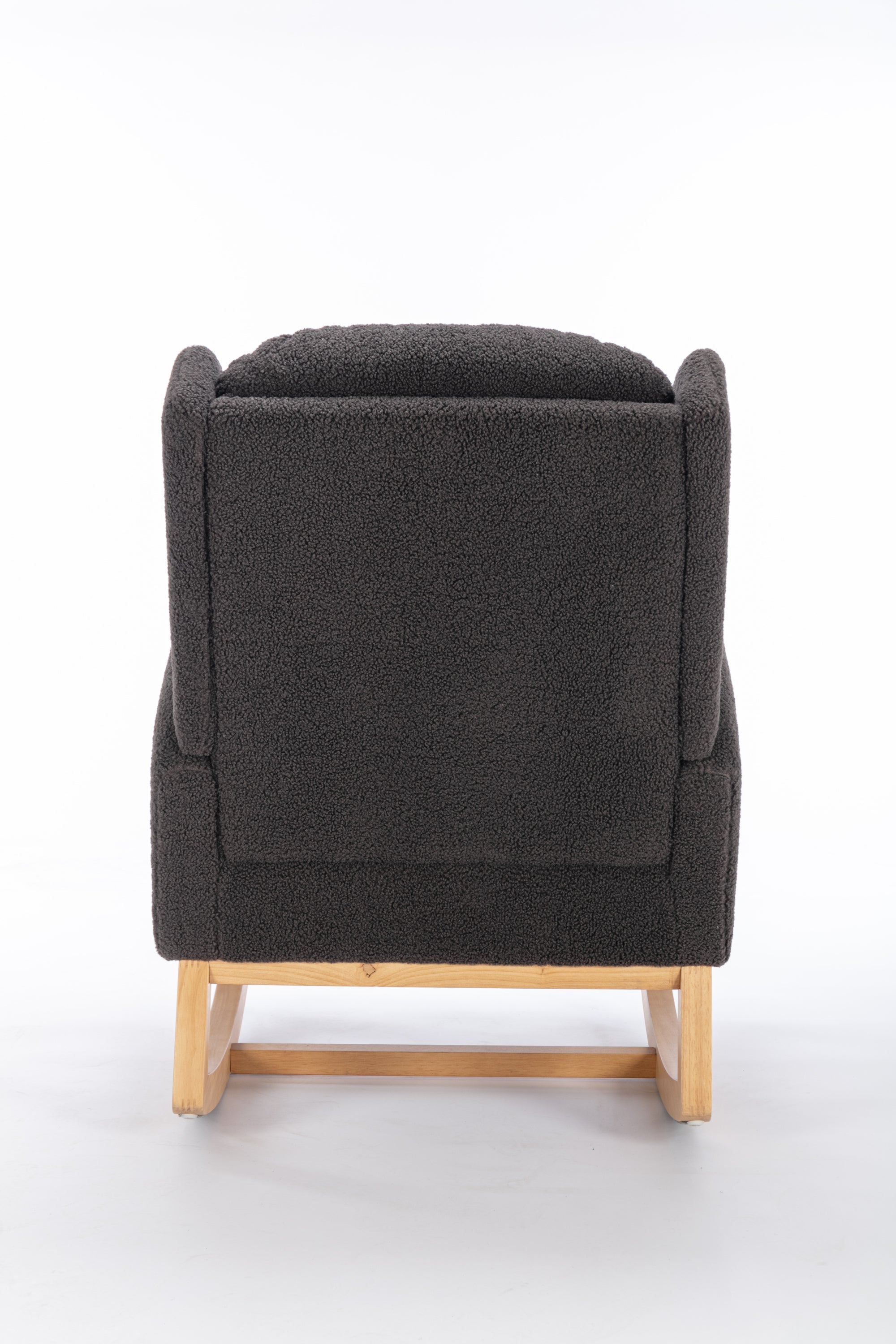 049-Teddy Fabric Rocking Chair With Packet Wood Legs,Dark Gray - Grand Goldman Shop