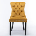 Nikki Collection Modern, High-end Tufted Solid Wood Contemporary Velvet Upholstered Dining Chair with Wood Legs Nailhead Trim 2-Pcs Set,Gloden, SW2001GL - Grand Goldman Shop