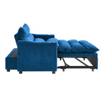 Convertible Sofa Bed, 3-in-1 Multi-Functional Velvet Sleeper Couch Pull-Out Bed, 47'' Loveseat Chaise Lounge with Adjustable Backrest , Living Room, Small Space - Grand Goldman Shop