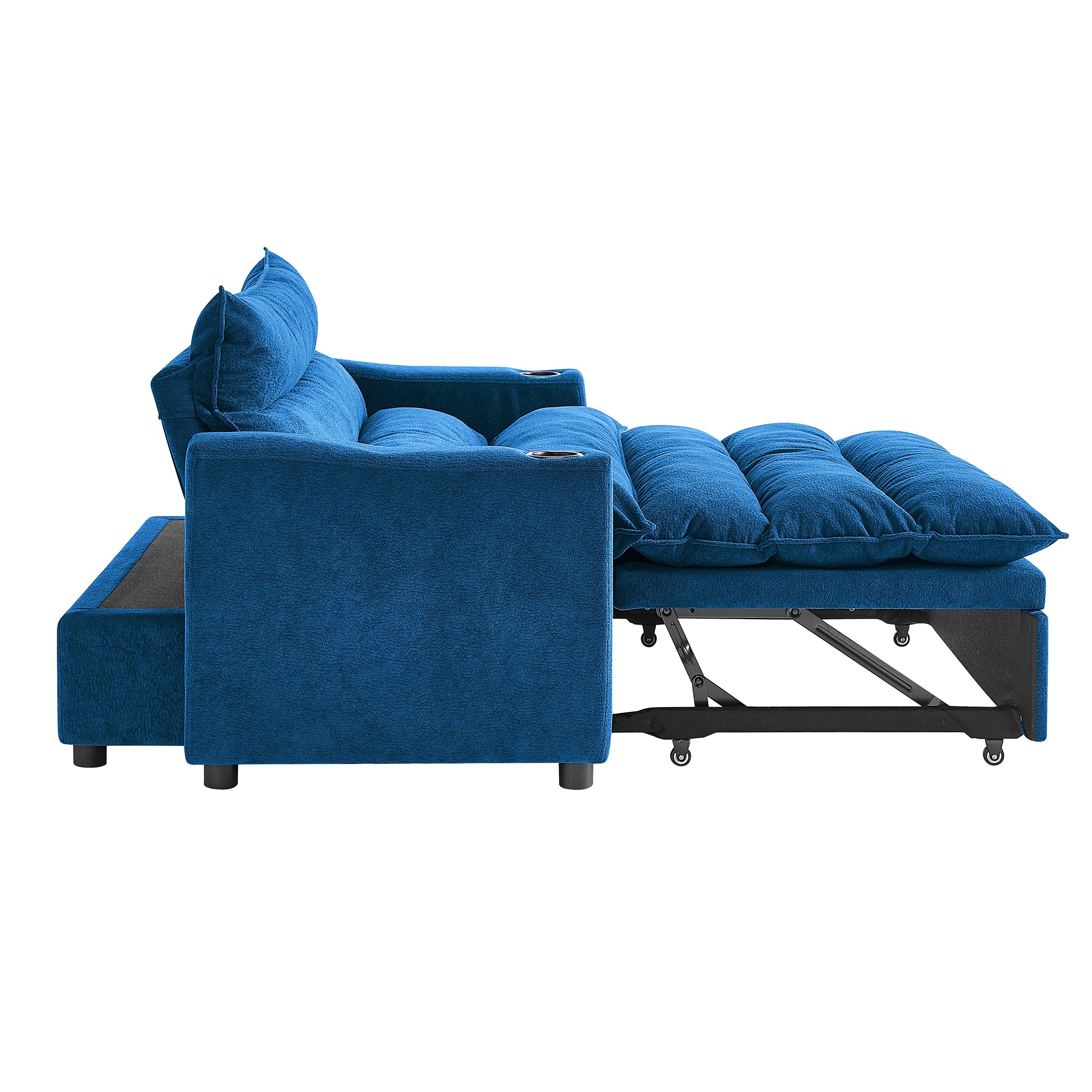 Convertible Sofa Bed, 3-in-1 Multi-Functional Velvet Sleeper Couch Pull-Out Bed, 47'' Loveseat Chaise Lounge with Adjustable Backrest , Living Room, Small Space - Grand Goldman Shop