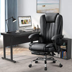 Massage Office Chair with Heat and 6 Vibration Points,Executive Office Chair with Foot Rest and Padded Armrests,Reclining Bac