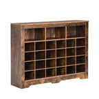 ON-TREND Sleek Design 24 Shoe Cubby Console, Modern Shoe Cabinet with Curved Base, Versatile Sideboard with High-quality for Hallway, Bedroom, Living Room, Rustic Brown - Grand Goldman Shop