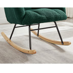Glider Chair for Living Room Tufted Upholstered Teddy Fabric Rocking Chair with Metal Frame Accent Chair Green - Grand Goldman Shop