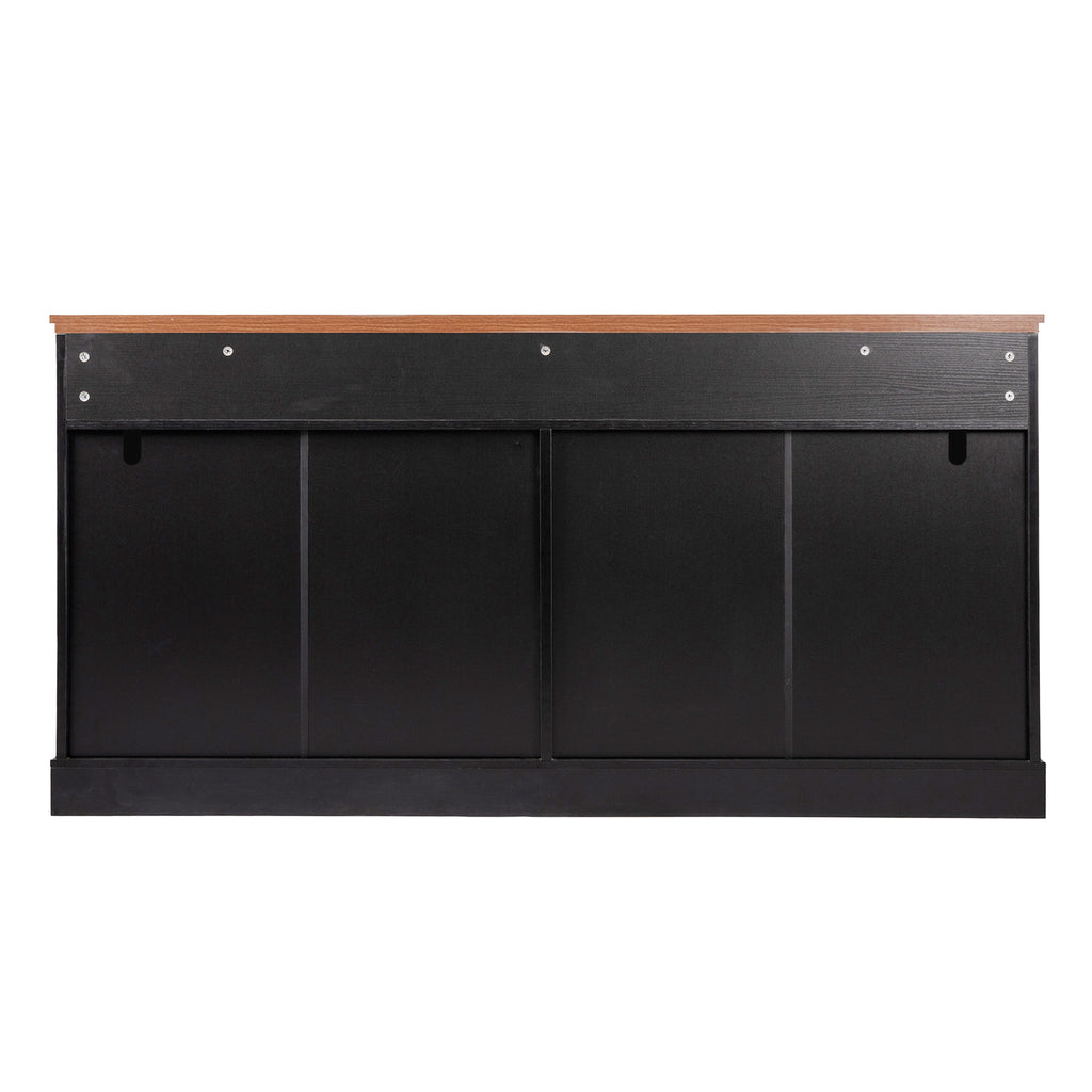 Black Fluted Sideboard Buffet Cabinet with 4 Doors and 3 Drawers, Modern Wood Kitchen Storage Console Table for Living Room Dining Room Entryway, 63' - Grand Goldman Shop