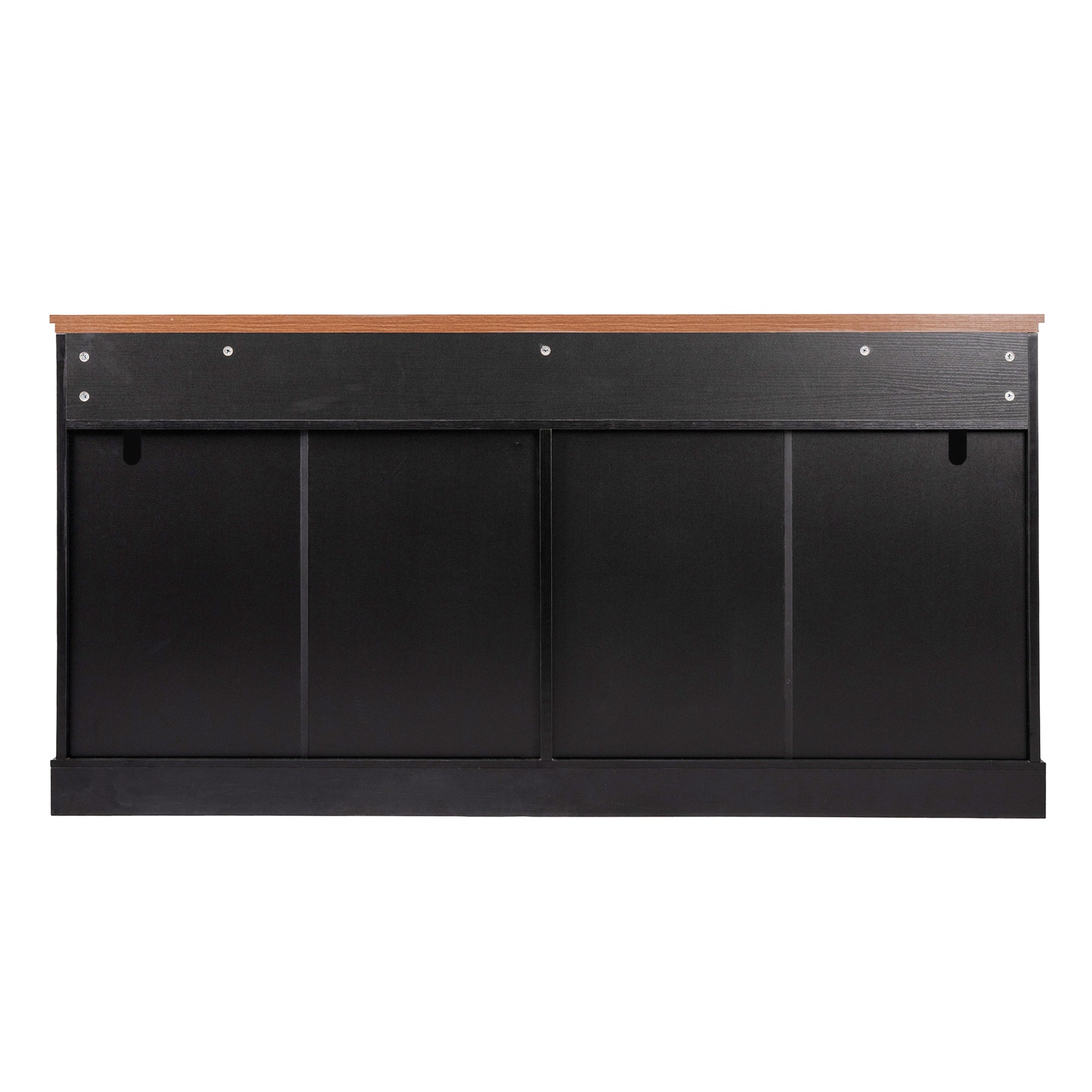 Black Fluted Sideboard Buffet Cabinet with 4 Doors and 3 Drawers, Modern Wood Kitchen Storage Console Table for Living Room Dining Room Entryway, 63' - Grand Goldman Shop
