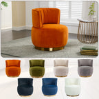 360 Degree Swivel Cuddle Barrel Accent Sofa Chair, Fluffy Velvet Round Armchair, Orange, 25.20'' x 25.59'' x 26.38'' - Grand Goldman Shop