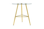 36 Inch Height Bar Table, 34 Inch Round Tempered Glass Top Pub Table with Chrome-Plated Golden Metal Legs, Modern Bistro Table for Kitchen Island/Bar/Cafe - Grand Goldman Shop