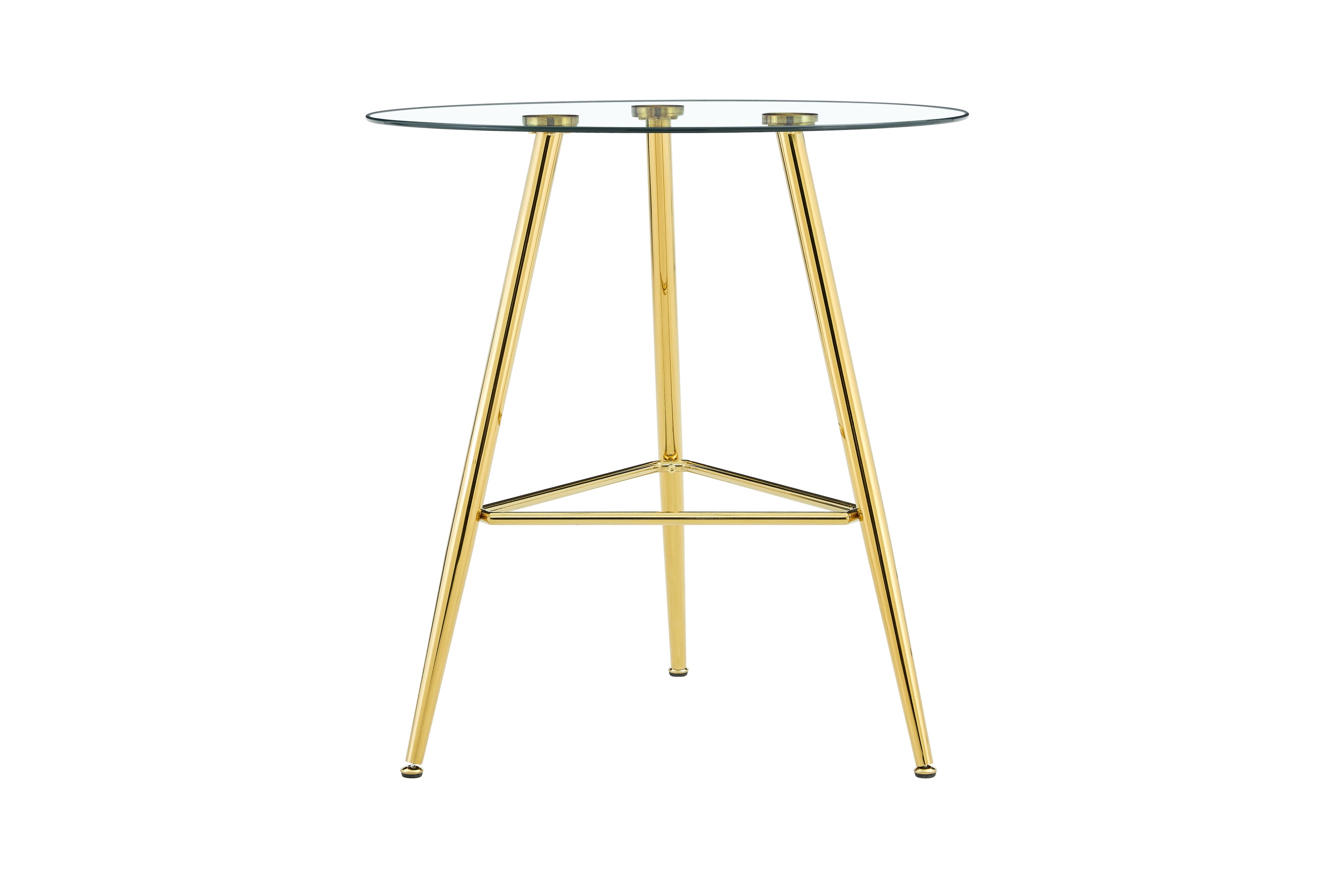 36 Inch Height Bar Table, 34 Inch Round Tempered Glass Top Pub Table with Chrome-Plated Golden Metal Legs, Modern Bistro Table for Kitchen Island/Bar/Cafe - Grand Goldman Shop