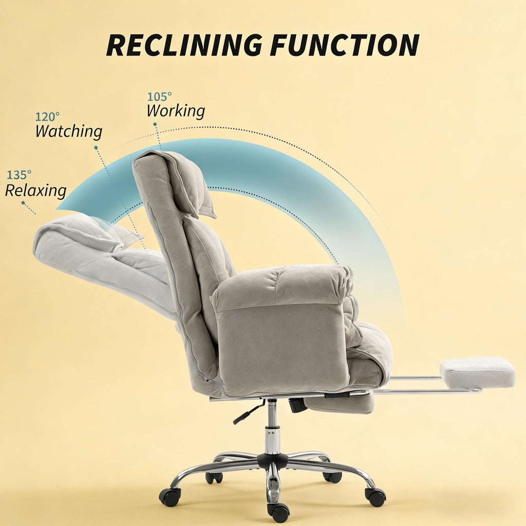 Reclining Desk Chair with Rolling Wheels,High Back Office Chair | Premium Home Decor - Grand Goldman