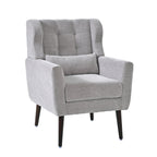 Modern Accent Chair Chenille Arm Chairs for Living Room Upholstered Comfy Soft Padded Lounge Chair with Pillow Solid Wood Leg Gray - Grand Goldman Shop