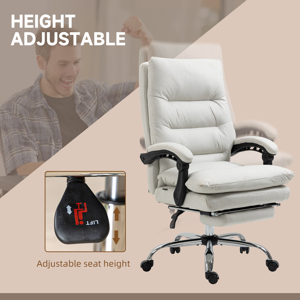 Vinsetto Microfibre Executive Massage Office Chair,  Computer Desk Chair, Heated Reclining Chair with Footrest, Double-tier P