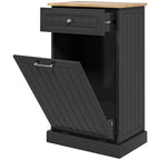 HOMCOM Kitchen Tilt Out Trash Bin Cabinet Free Standing Recycling Cabinet Trash Can Holder With Drawer, Black - Grand Goldman Shop