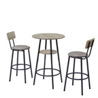 Round bar stool set with shelf, upholstered stool with backrest Grey, 23.62'' W x 23.62'' D x 35.43'' H. - Grand Goldman Shop