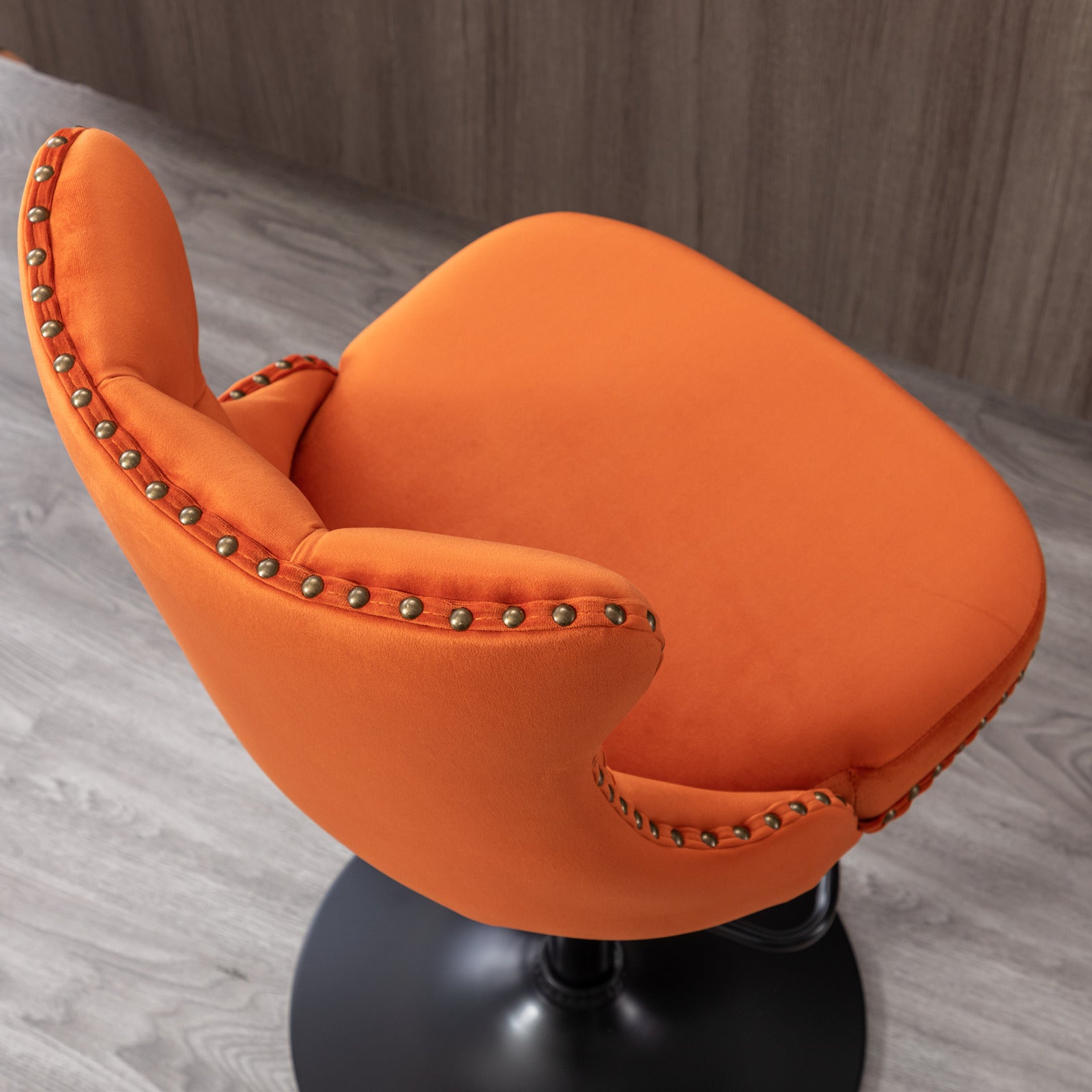 A&A Furniture,Swivel Velvet Barstools Adjusatble Seat Height from 25-33 Inch,17.7inch base, Modern Upholstered Bar Stools with Backs Comfortable Tufted for Home Pub and Kitchen Island,Orange,Set of 2 - Grand Goldman Shop