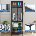 Black 3D Printer Cabinet with Double-Layer Filament Storage, T-Shaped Filament Bar, Noise-Reducing and Dust-Proof Design for Studio or Office Use - Grand Goldman Shop