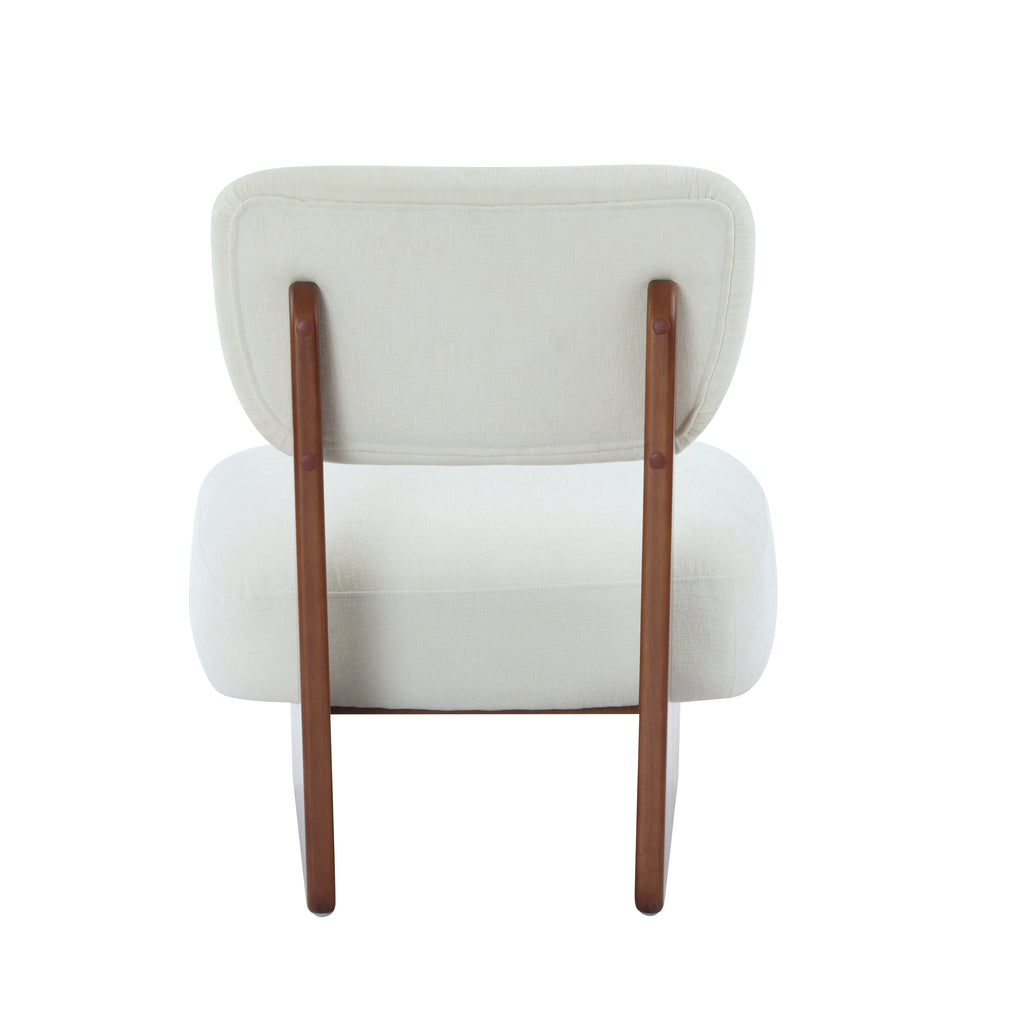 [Set of 2] Modern Beige Lounge Chair with Polyester Upholstery, Sturdy Wood Base With Walnut Finish, Minimalist and Stylish Accent Seating for Living Room, Bedroom, or Office - Grand Goldman Shop