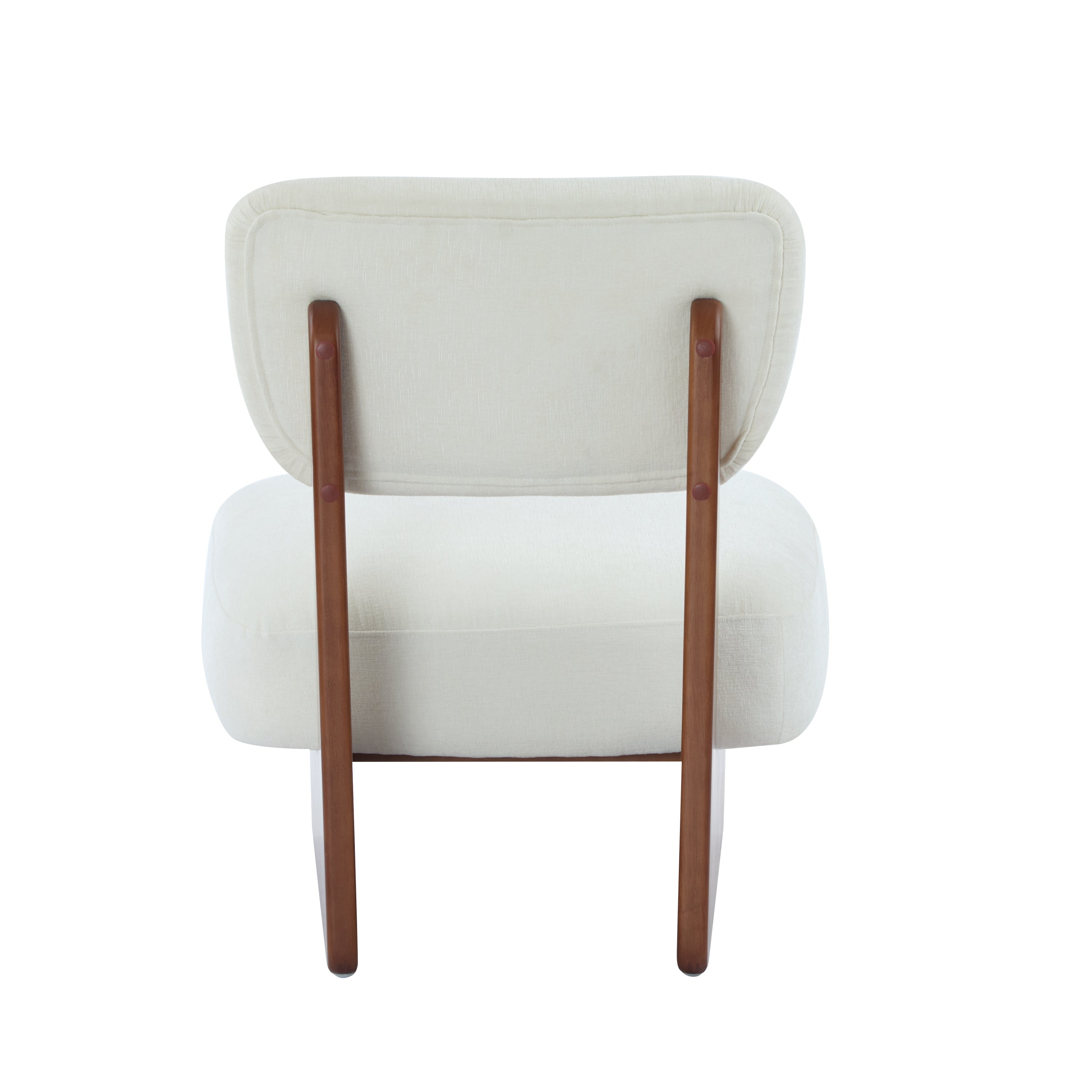 [Set of 2] Modern Beige Lounge Chair with Polyester Upholstery, Sturdy Wood Base With Walnut Finish, Minimalist and Stylish Accent Seating for Living Room, Bedroom, or Office - Grand Goldman Shop