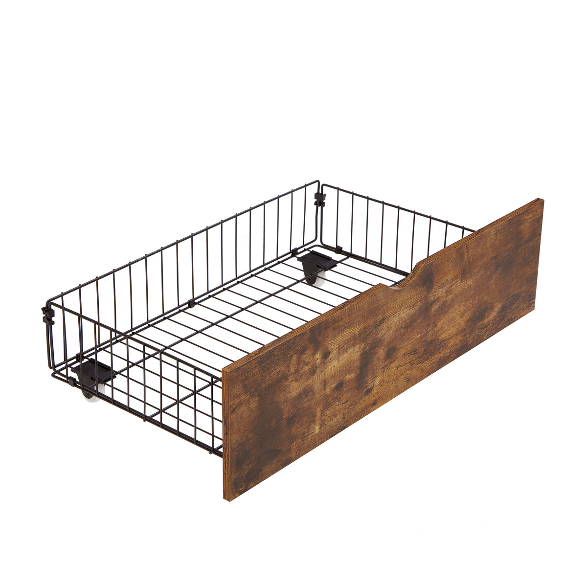 Modern QUEEN Bed Drawers with Wheels in Black and Brown MDF and Metal, 28.3 x 15.7 x 7.7 inches - Grand Goldman Shop