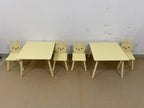 Kids Table and Chair Set with 2 Bunny Chairs, Children's Wooden Activity Table for Toddlers, Cute Animal Design Study Play Se