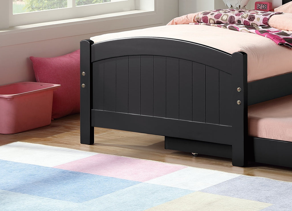 Twin Size Bed w/ Trundle Slats Black Pine Plywood Kids Youth Bedroom Furniture | Premium Home Decor - Grand Goldman