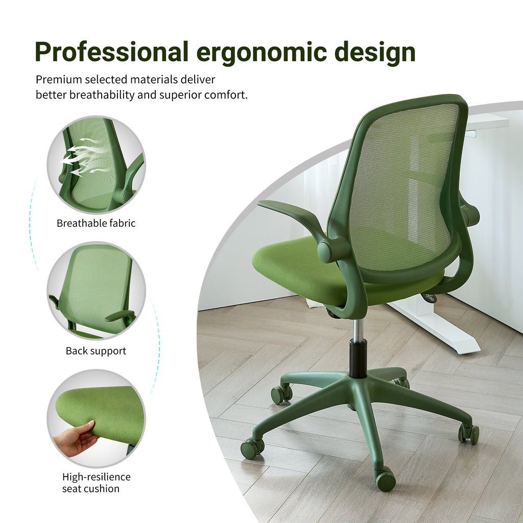 Ergonomic Color Office Chair 350LBS, Home Office, Mesh Back, Integrated Molded Foam, Comfortable Sitting, Flipping Armrest, F