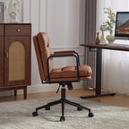 Office Chair,Mid Back Home Office Desk Task Chair with Wheels and Arms Ergonomic PU Leather Computer Rolling Swivel Chair wit