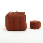 Soft Chenille Bean Bag Chair with High Resilient Foam for Living Room and Bedroom, Comfortable Square Lazy Sofa with Footstool for Adults - Grand Goldman Shop