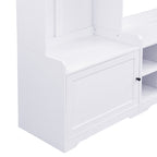 VIBE HAUS 79.1''Wide Modern Hall Tree with Shoe Storage, 4-in-1 Entryway Bench with 8 Cubbies, 7 Coat Hooks & Adjustable Shelf for Hallway, living room, White - Grand Goldman Shop