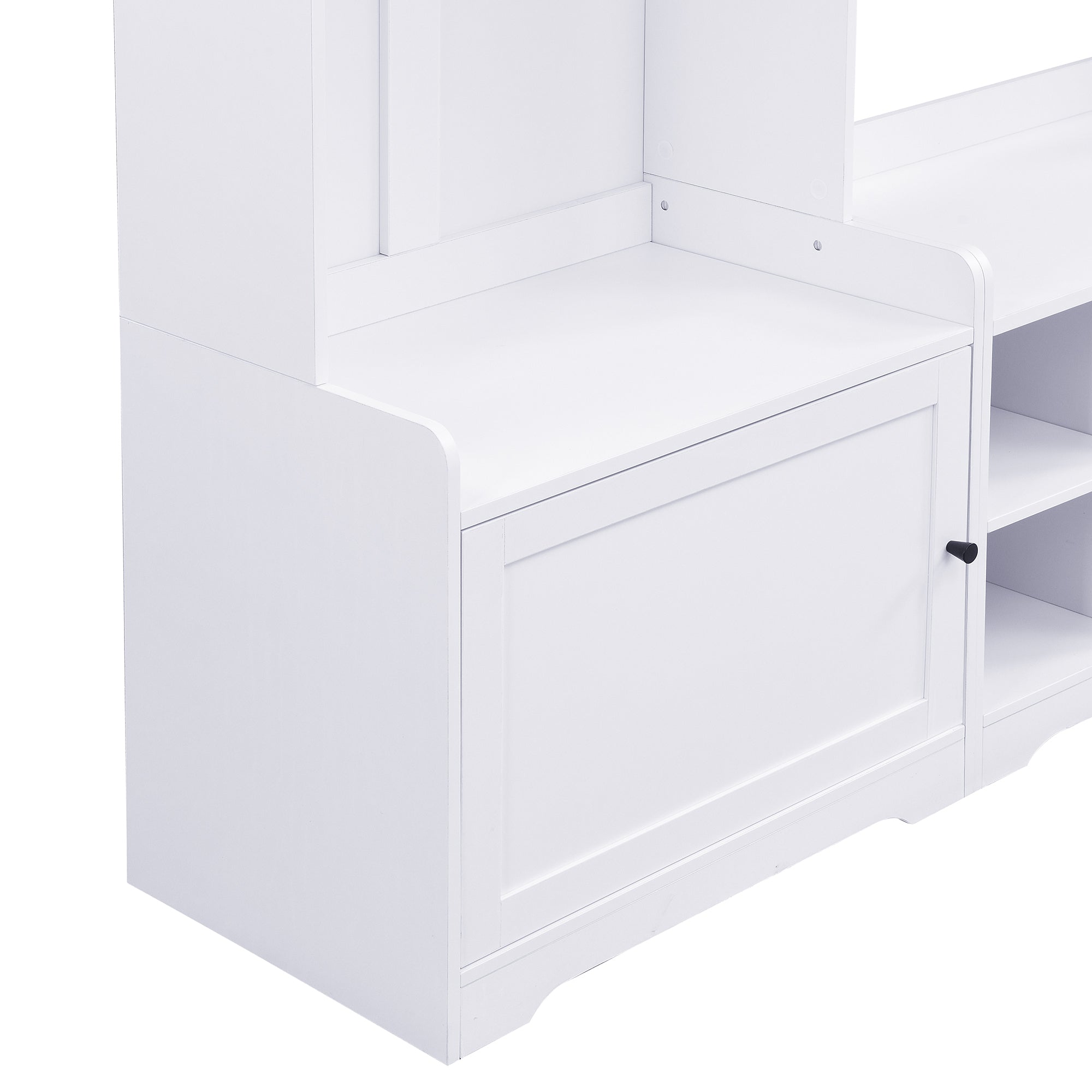 VIBE HAUS 79.1''Wide Modern Hall Tree with Shoe Storage, 4-in-1 Entryway Bench with 8 Cubbies, 7 Coat Hooks & Adjustable Shelf for Hallway, living room, White - Grand Goldman Shop
