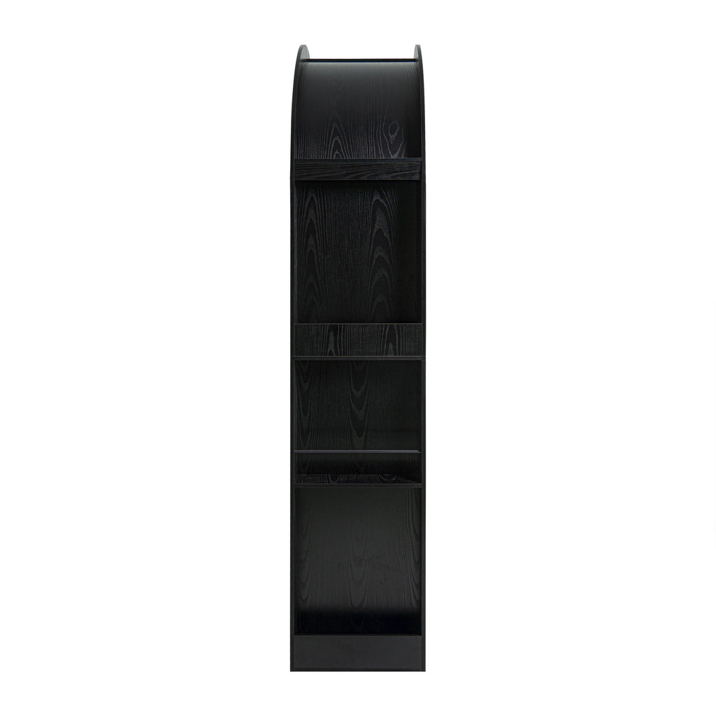 78.74' Tall Arched Bookcase, Mid Century Modern 4-Tier Arched Storage Bookcase with Open Display Storage Shelf for Dining Room, Living Room,Bedroom (Black) - Grand Goldman Shop