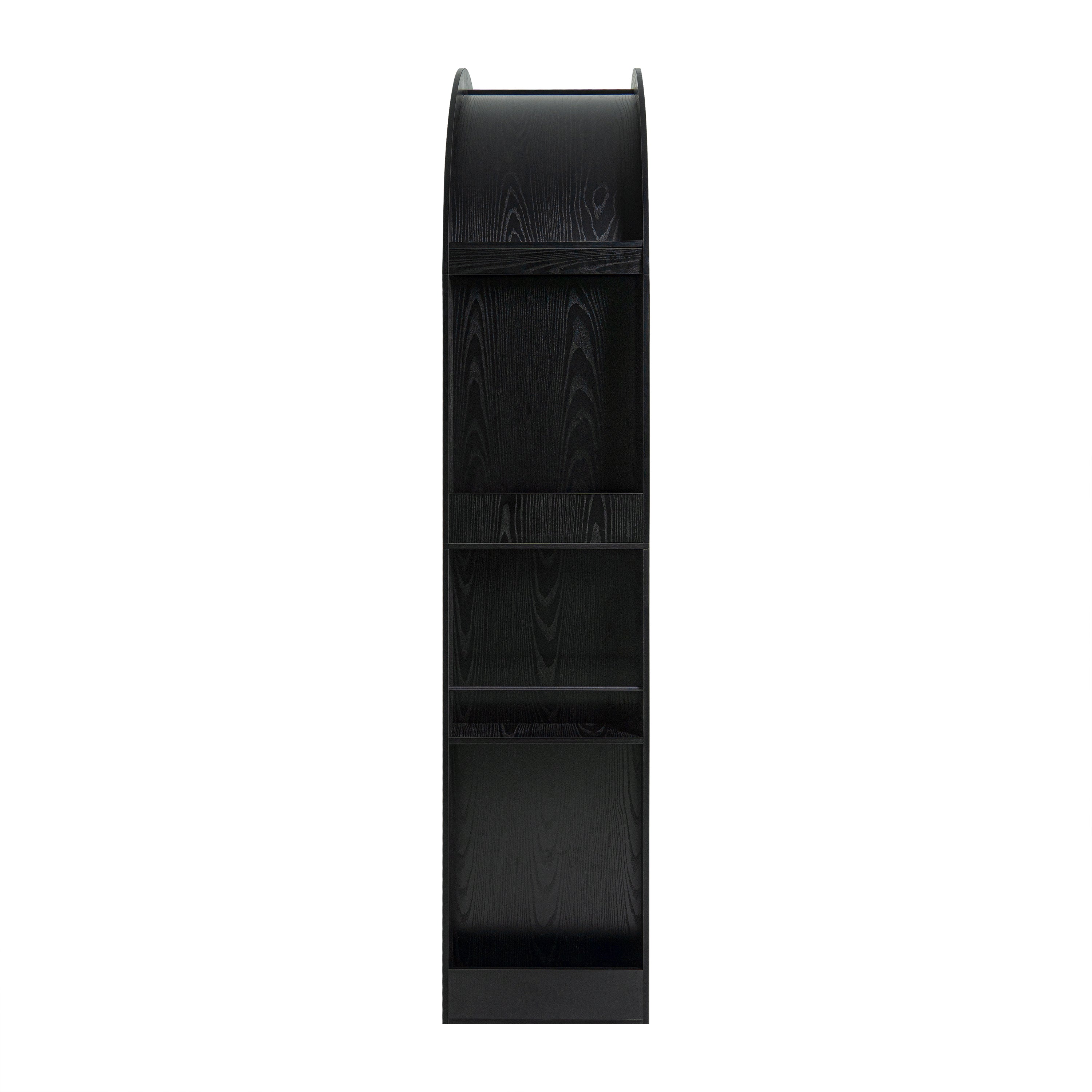 78.74' Tall Arched Bookcase, Mid Century Modern 4-Tier Arched Storage Bookcase with Open Display Storage Shelf for Dining Room, Living Room,Bedroom (Black) - Grand Goldman Shop