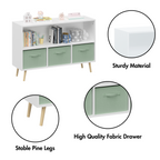 Kids bookcase with Collapsible Fabric Drawers, Children's Book Display, Toy Storage Cabinet Organizer, White/Green - Grand Go