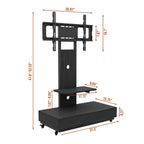 Mobile TV Cart with Push-Pull Drawer for 32-75 Inch TVs, Black MDF and Metal Stand with Lockable Wheels - Grand Goldman Shop