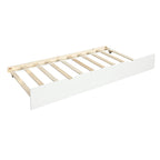 White Twin Daybed with Trundle Frame Set, Pine Wood and MDF, 76''L x 41.7''W x 25.9''H - Grand Goldman Shop