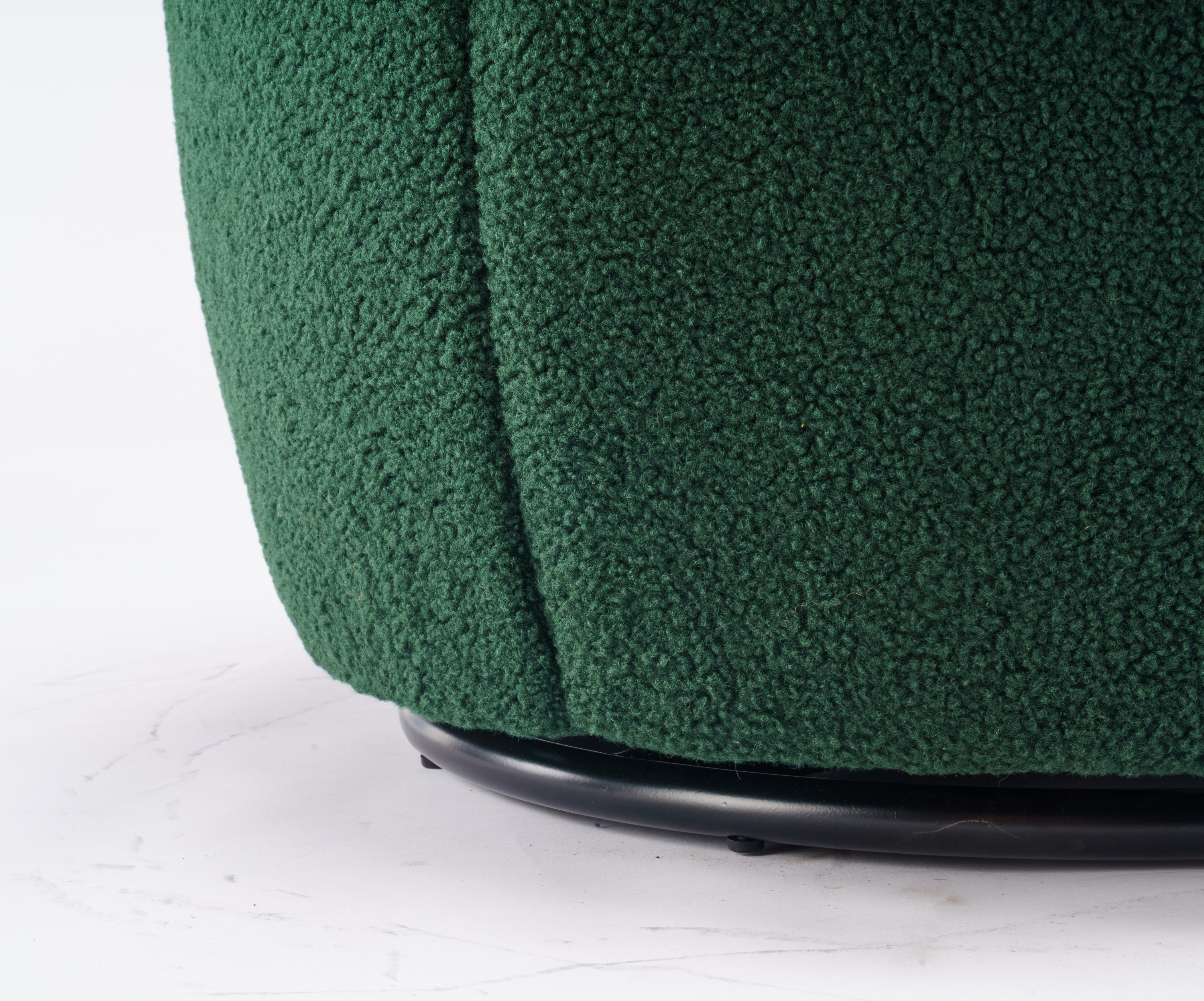 Teddy Fabric Swivel Accent Armchair Barrel Chair With Black Powder Coating Metal Ring,Dark Green - Grand Goldman Shop