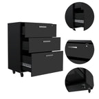 3 Drawers Storage Cabinet with Casters Lions Office, Black Wengue Finish | Premium Home Decor - Grand Goldman