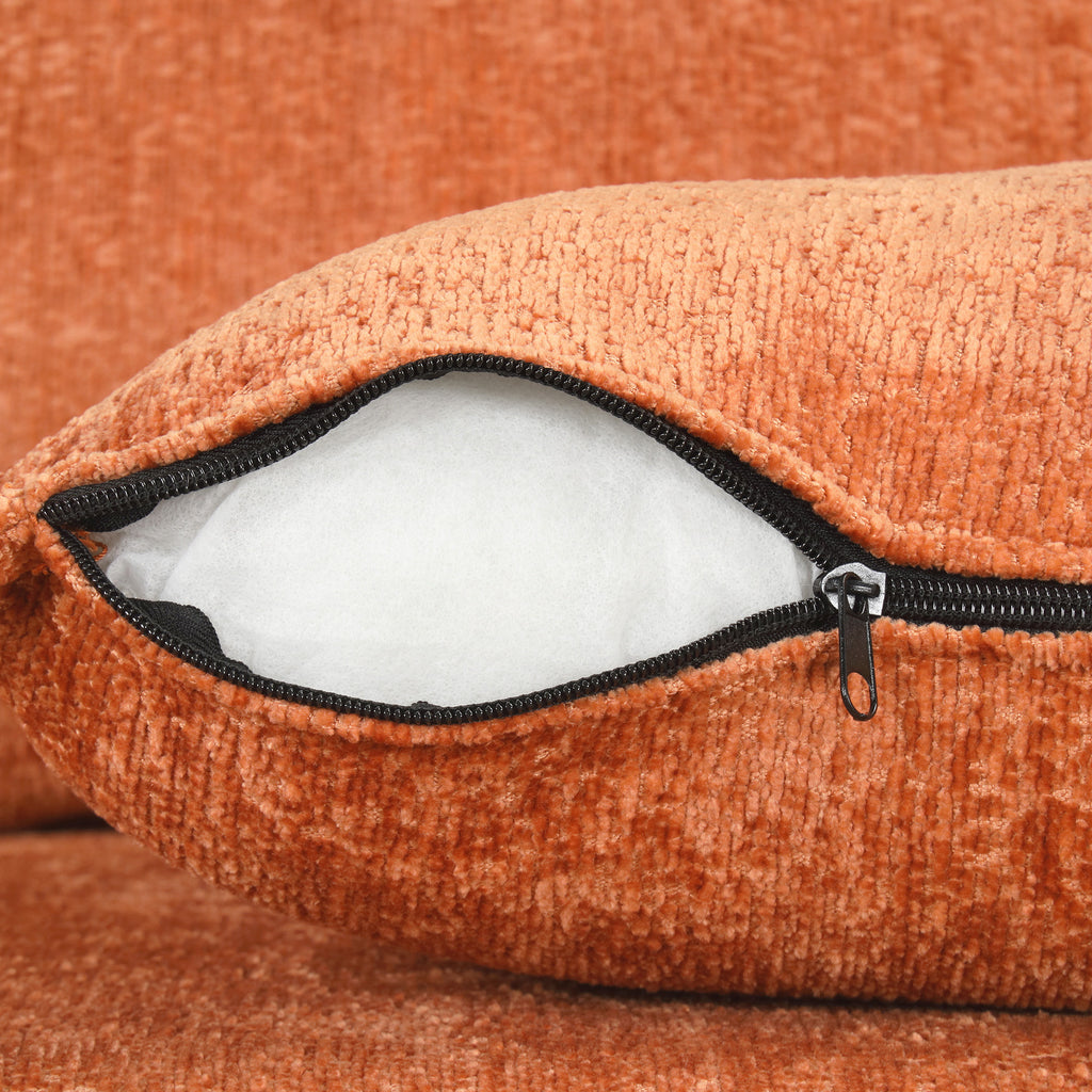 Convertible L-shaped Sofa Bed with Storage Ottoman, Power Sockets & USB Ports, Orange Chenille, 82.67' - Grand Goldman Shop