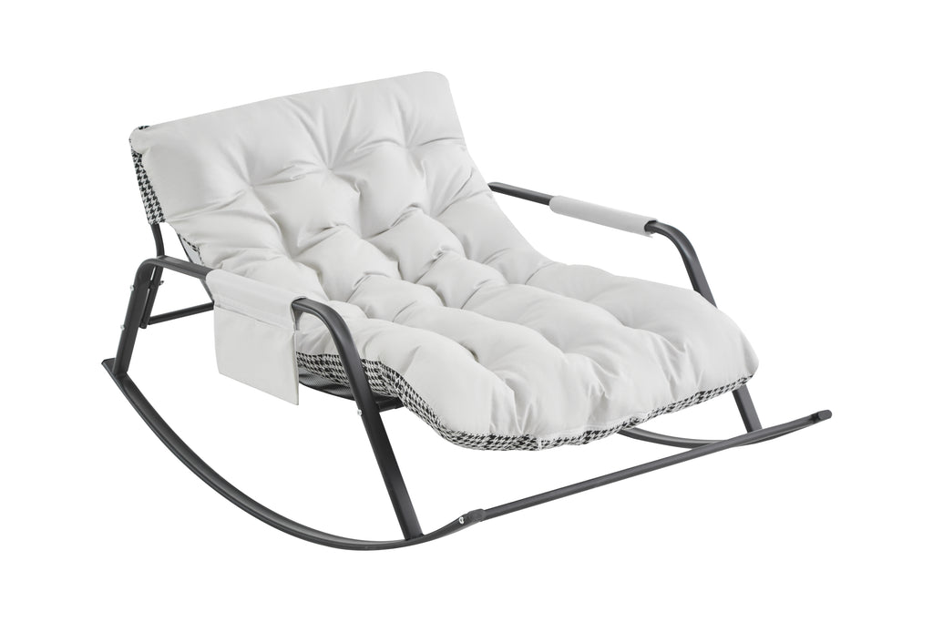 Rocking Chair with Extra-Wide Technical leather Upholstered Gliding Chair Boucle Reclining Chair, Modern Accent Chair for Living Room Nursery Bedroom -white - Grand Goldman Shop