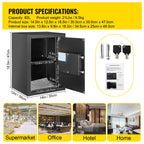 Safe Box, 2.1 CU.FT Fingerprint Safe Box for Money w/ 2 Keys & Digital Keypad, Q235 Steel Safe Box for Storing Cash, Jewelry,