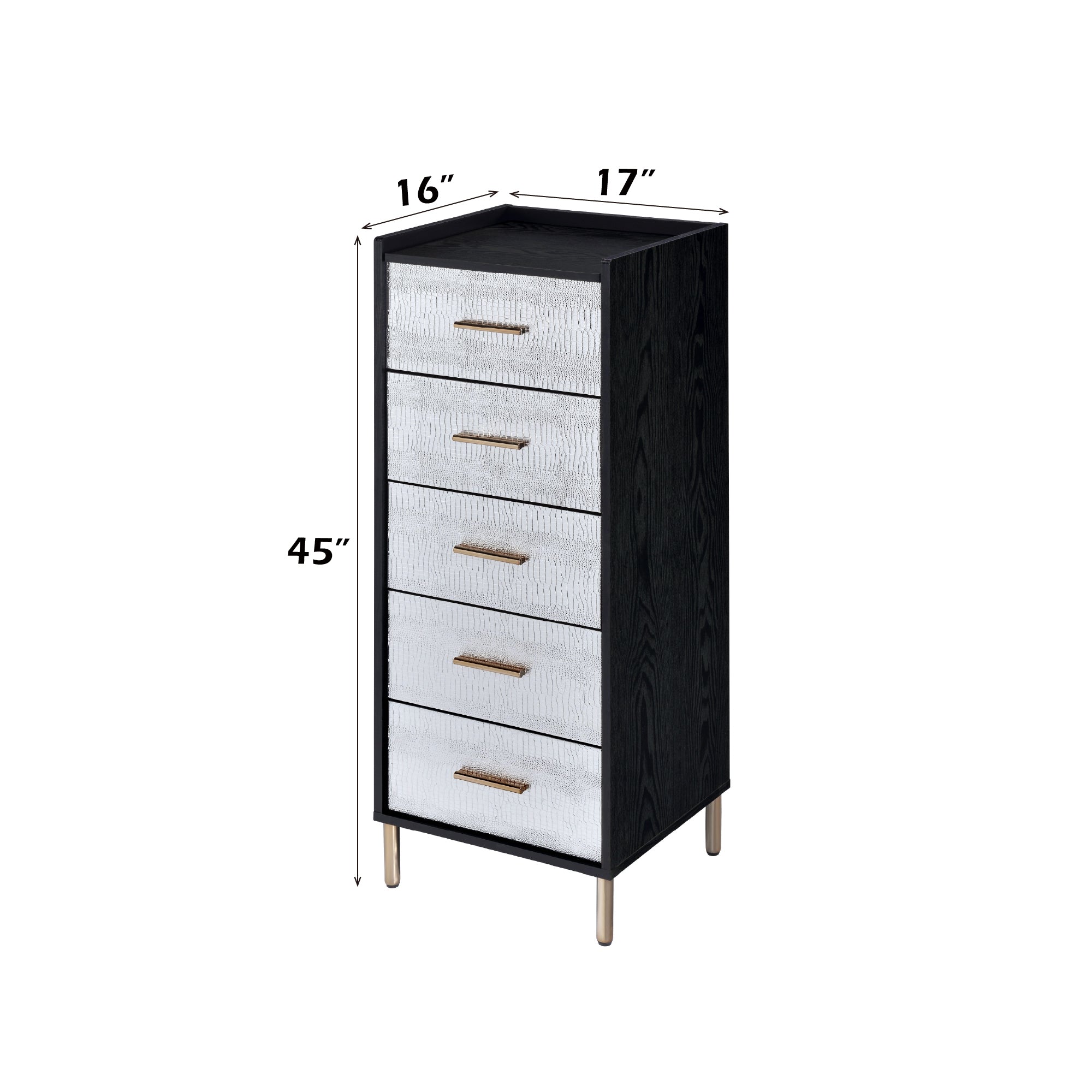 Myles Black, Silver & Gold Finish Jewelry Armoire - Grand Goldman Shop