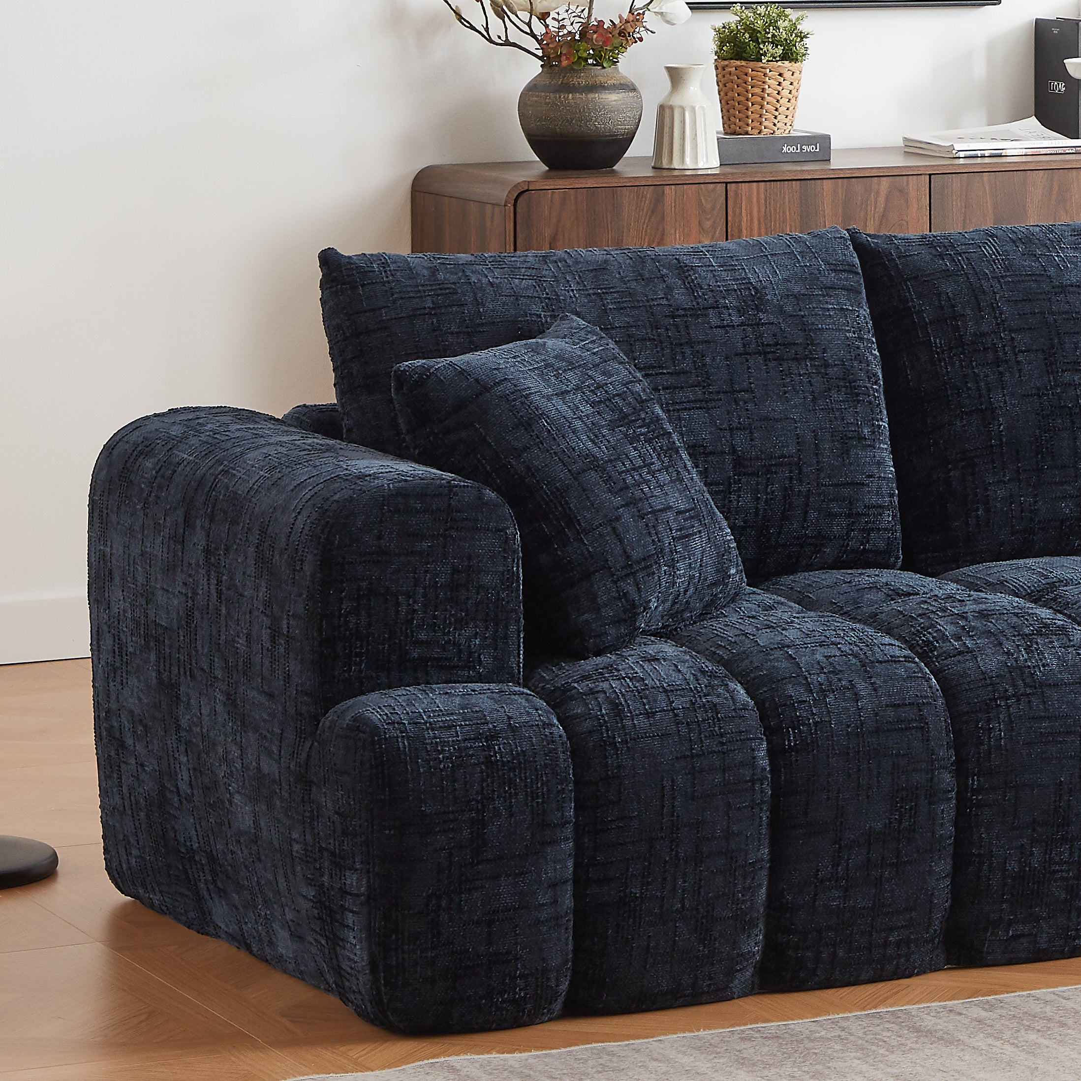 Chenille L-Shape Luxury Sectional Oversized Sofa,Mnimalist Design,Comfy Sleeper Couch for Living Room,Apartment&Reception Spaces,No Assembly Required - Grand Goldman Shop